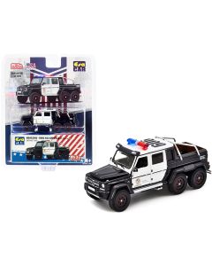 2023 Mercedes Benz G63 AMG 6x6 Pickup Truck Diecast Model U.S. Police Car 1/64 Black & White