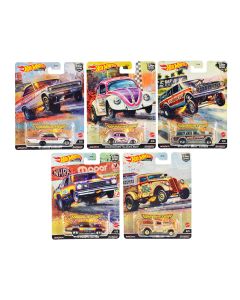 2023 Hot Wheels Car Culture Diecast Model Cars 5-Piece Drag Strip Set