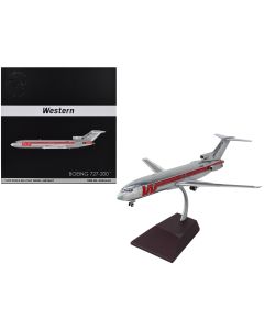 2023 Boeing 727-200 Western Airlines Diecast Model 1/200 Gemini 200 Silver Red Stripes