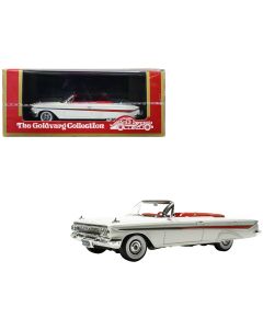 1961 Chevrolet Impala Convertible White Red Interior 1/43 Model Car Goldvarg Limited Edition