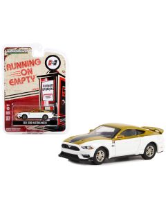2021 Ford Mustang Mach 1 White Gold Black Stripe Hurst 1/64 Diecast Greenlight
