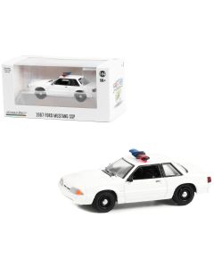 1987-1993 Ford Mustang SSP Police Car White Light Bar 1/64 Diecast Greenlight