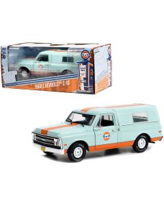 1968 Chevrolet C-10 Pickup Truck Diecast Model 1/24 Gulf Oil Camper Shell Blue Orange Stripes