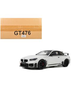 2023 BMW M2 Model Car 1/18 Scale White with Black Stripes by GT Spirit
