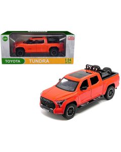 2023 Toyota Tundra TRD 4x4 Diecast Model Car 1/24 Solar Octane Orange, Sunroof, Wheel Rack