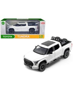 2023 Toyota Tundra TRD 4x4 Diecast Model Car White Metallic Sunroof Wheel Rack 1/24