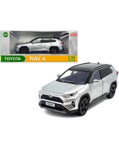2023 Toyota RAV4 Hybrid XSE Diecast Model Car 1/24 Silver Metallic Black Top Sunroof