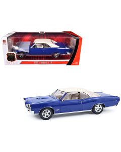 1966 Pontiac GTO 1/18 Diecast Model Car - Barrier Blue, White Top & Interior by Highway 61