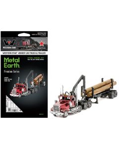2023 Western Star 4900 Log Truck & Trailer Model Kit - Red Metallic Steel, Challenging