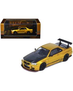 2024 Nissan Skyline GT-R (R34) Diecast Model Car - Top Secret RHD Gold Metallic