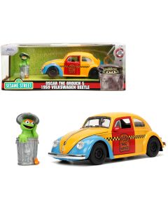 1959 Volkswagen Beetle Taxi Yellow Blue Diecast Figure Sesame Street Jada Car