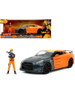 2009 Nissan GT-R R35 Orange Dark Gray Diecast Figure Naruto Shippuden Hollywood Rides Jada