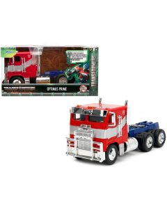 2023 Optimus Prime Tractor Truck Diecast Model - Red & Blue, Silver Stripes, Transformers