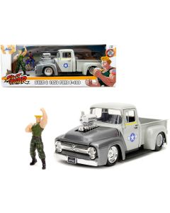1956 Ford F-100 Pickup Truck Tan Gray Metallic Diecast Figure Street Fighter Jada 1/24 Car