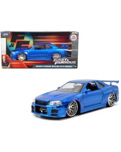 2023 Nissan GTR Skyline R34 RHD Blue Diecast Model Car Fast & Furious 1/24 Jada