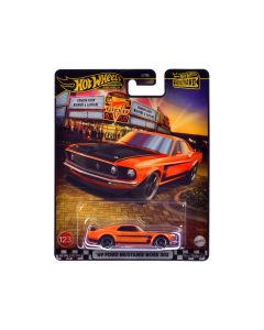 1969 Ford Mustang Boss 302 Diecast Model Car Orange Black Stripes Hot Wheels