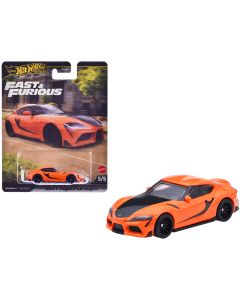 2021 Hot Wheels Diecast Model Car - Toyota GR Supra Orange & Black F9 Fast & Furious Series