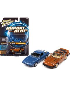 1982 Mazda RX-7 Blue Metallic 1/64 Diecast Model Car by Johnny Lightning & 1981 Datsun 280ZX Set