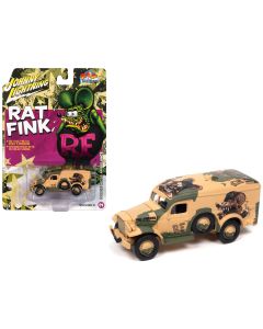 2024 Johnny Lightning Dodge WC54 Ambulance Diecast Model Car - Desert Camouflage Rat Fink