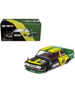 2023 Datsun 510 Racing V2 Diecast Model Car Black Green Yellow Jun Imai Kaido House 1/64