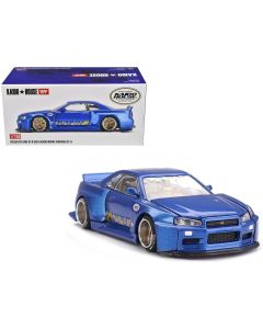 2023 Nissan Skyline GT-R R34 SHINJUKU V2 Aero RHD Blue Metallic 1/64 Diecast Model Car