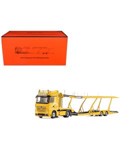 2023 Mercedes-Benz Actros Auto Transporter Yellow 1/64 Diecast Model GCD