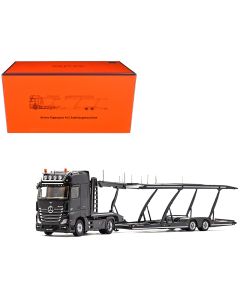2023 Mercedes-Benz Actros Diecast Model 1/64 Black Auto Transporter GCD