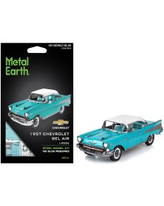 1957 Chevrolet Bel Air Model Kit - Turquoise & White, Challenging Steel by Metal Earth