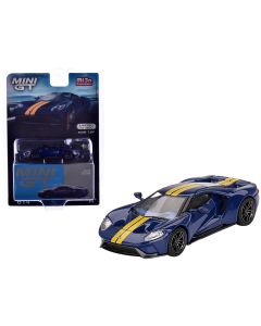 2023 Ford GT Sunoco Blue Yellow Stripes 1/64 Diecast Model Limited Edition 3600 pcs