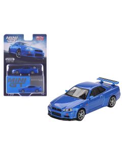 2001 Nissan Skyline GT-R R34 V-Spec RHD Diecast Model Car 1/64 Bayside Blue Limited Edition