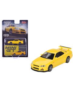 2023 Nissan Skyline GT-R (R34) V-Spec RHD Lightning Yellow 1/64 Diecast Model Car - Limited Edition 7920 pcs