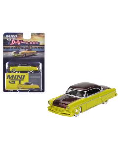 1954 Lincoln Capri Hot Rod 1/64 Diecast Model Car Limited Edition Lime Yellow Brown