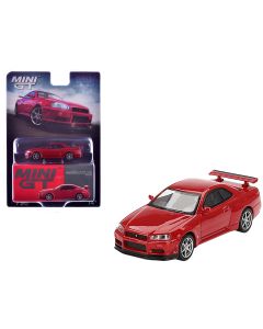 2023 Nissan Skyline GT-R (R34) V-Spec RHD Diecast Model Car 1/64 Mini GT Active Red Limited Edition