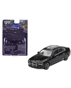 2023 BMW i7 xDrive60 Black Sapphire 1/64 Diecast Model Car Limited Edition Mini GT