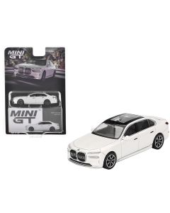 2023 BMW i7 xDrive60 Diecast Model Car 1/64 Limited Edition Mineral White Metallic Mini GT