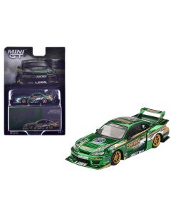 2024 Nissan Silvia S15 LB-Super Silhouette RHD Green Metallic 1/64 Diecast Model Car by Mini GT Limited Edition