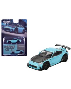 2023 Toyota GR86 LB-Nation Liberty Walk Baby Blue Carbon Hood 1/64 Diecast Model Car