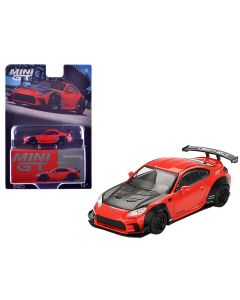 2023 Toyota GR86 LB-Nation Liberty Walk Red Carbon Hood 1/64 Diecast Model Car