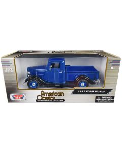 1937 Ford Pickup Truck Diecast Model Car Blue Metallic Black 1/24 Motormax