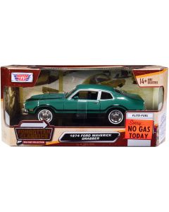 1974 Ford Maverick Grabber Green Black Stripes 1/24 Diecast Model Car Motormax