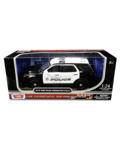 2015 Ford Police Interceptor Utility Diecast Model Car 1/24 Black White Motormax