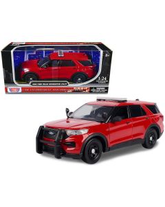 2022 Ford Police Interceptor Utility Unmarked Red 1/24 Diecast Model Car Motormax