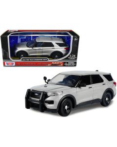 2022 Ford Police Interceptor Utility 1/24 Diecast Model Car Silver Motormax Unmarked