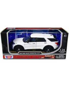 2022 Ford Police Interceptor Utility Unmarked White 1/24 Diecast Model Car