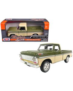 1969 Ford F-100 Pickup Truck Diecast Model Car 1/24 Light Green Cream Motormax