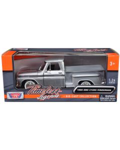 1966 GMC C1000 Fenderside Pickup Truck Diecast Model Car 1/24 Silver Metallic