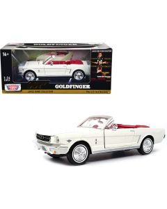 1964 Ford Mustang Convertible Diecast Model Car 1/24 White Red Interior James Bond Goldfinger