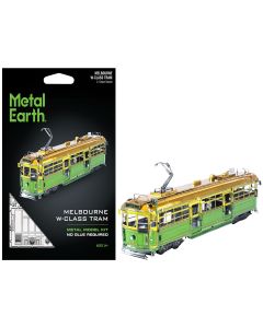 2023 Metal Earth Melbourne W-Class Tram Model Kit - Green & Gold, Moderate Difficulty