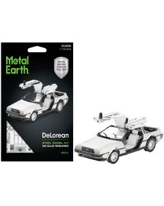 2023 DeLorean Model Kit - Brushed Metal Steel, Moderate Difficulty, Metal Earth