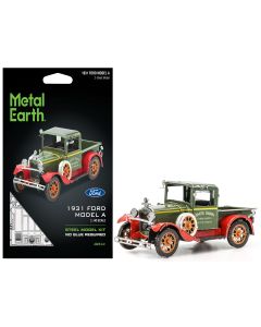 1931 Ford Model A Pickup Truck Steel Model Kit by Metal Earth - Green, Moderate Difficulty